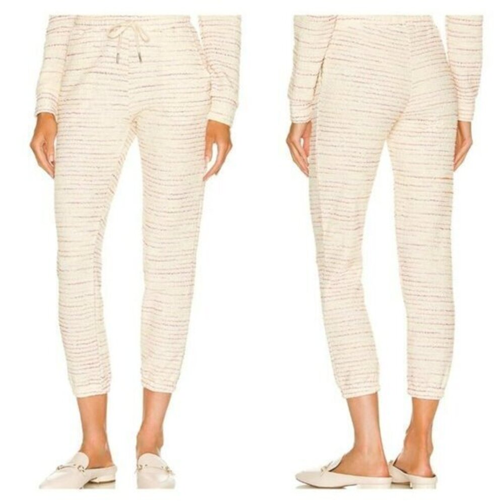 Something Navy Textured Knit Sweatpants - Cream